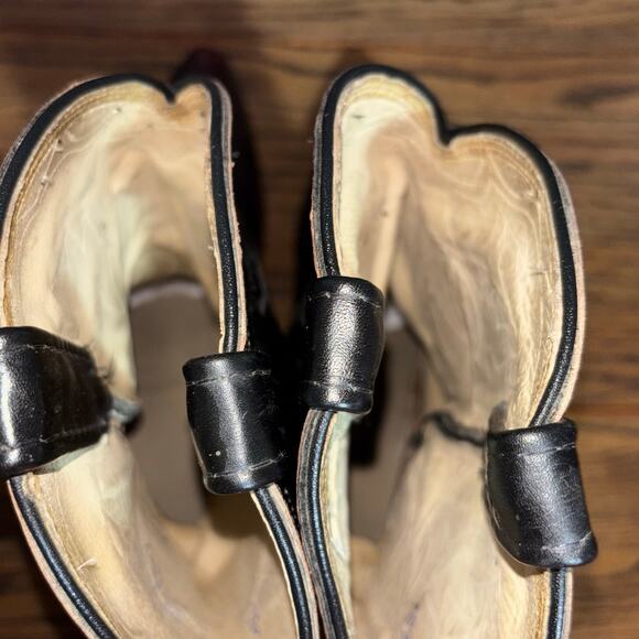 Vintage Dan Post Western Cowboy Boots 10.5 D Black Burgundy Leather Made in USA - Picture 7 of 8